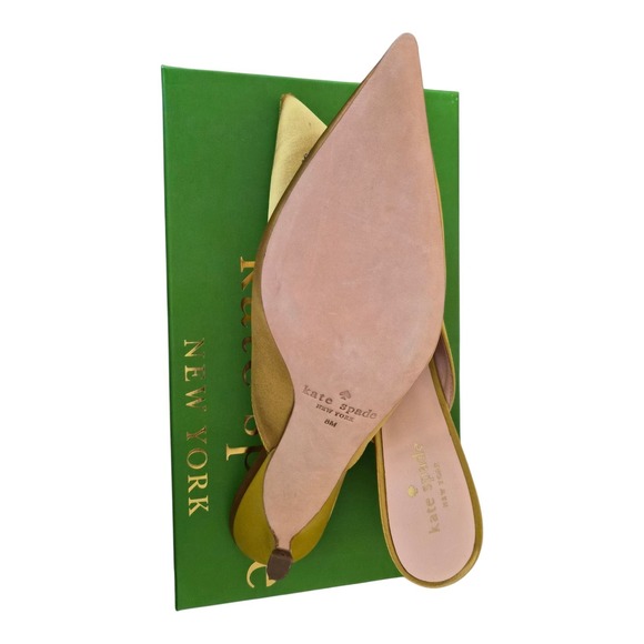 Kate Spade Darlene Satin Mules Roastd Maize Yellow Pointed‎ Toe Size 8 - Picture 7 of 10